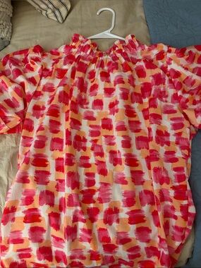 Bright Pink & Orange Brushstroke Women's Top